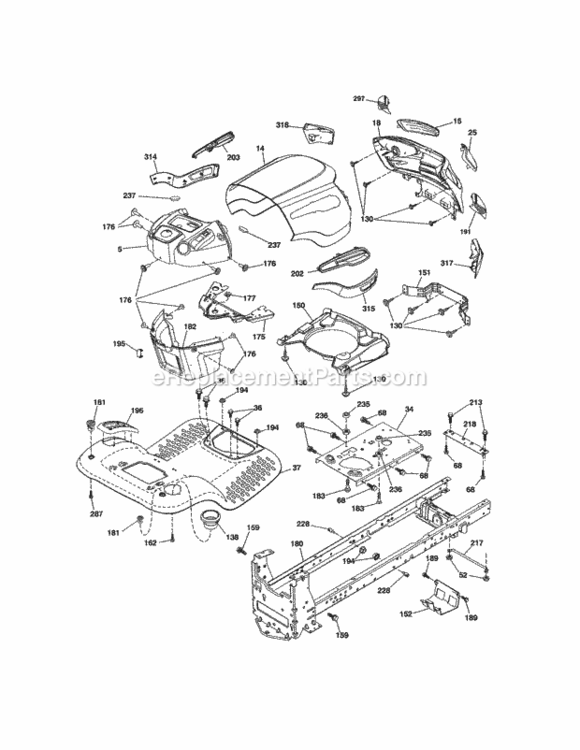 Page B Diagram and Parts List for 944603620  Craftsman Lawn Tractor