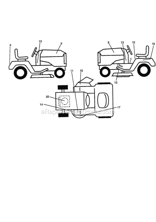 Page E Diagram and Parts List for 944609040  Craftsman Lawn Tractor