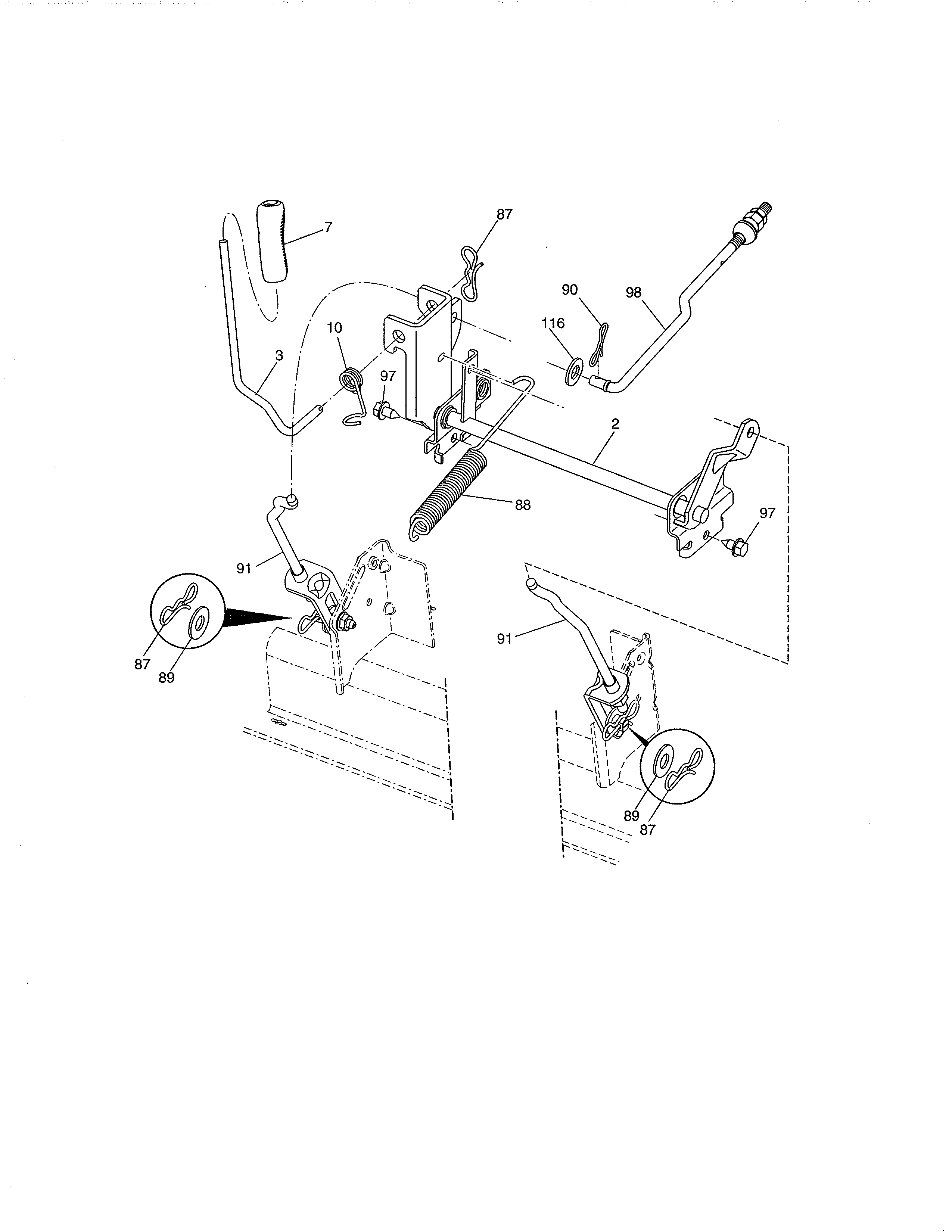 Lift Diagram and Parts List for 917250821  Craftsman Lawn Tractor