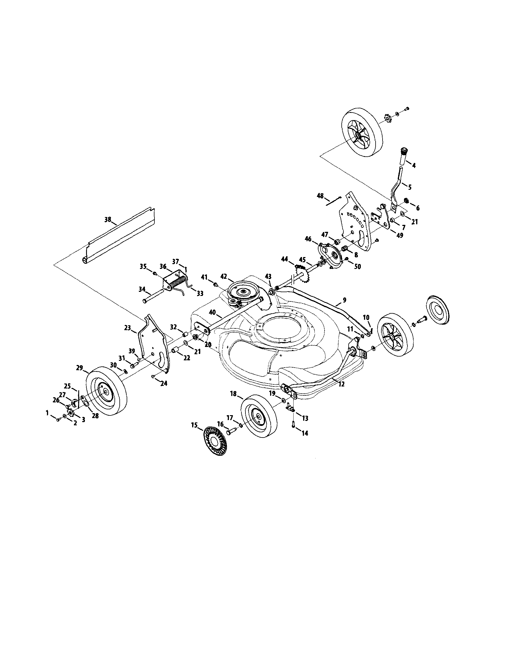 Wheels/transaxle Diagram and Parts List for 24737109  Craftsman Lawn Mower