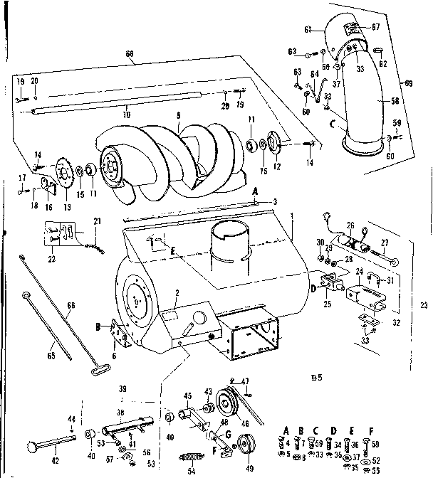 Auger  Assembly Diagram and Parts List for 84226006  Craftsman Snow Blower