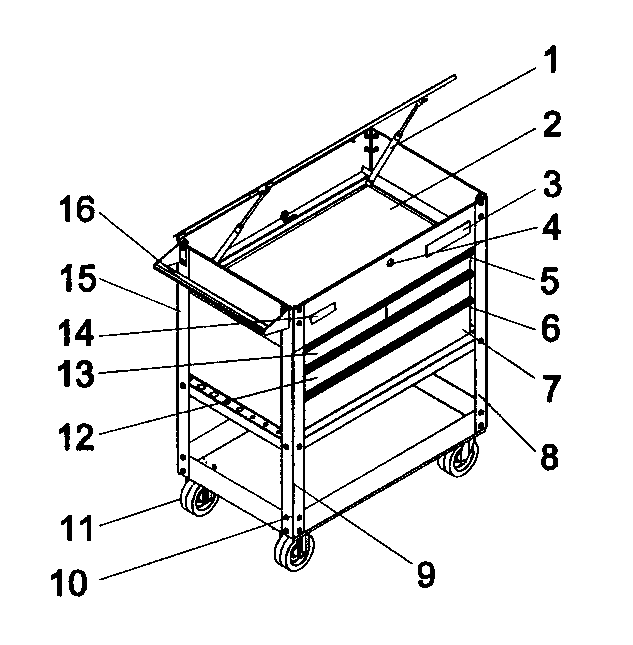 Cart Diagram and Parts List for 706597560  Craftsman Tool Stand & Cart