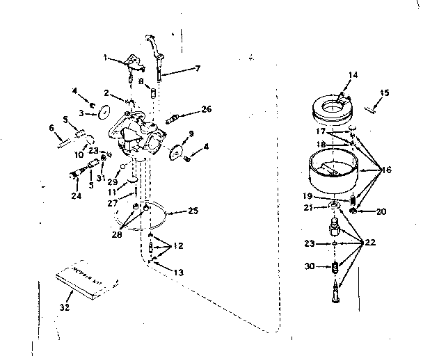 Carburetor Diagram and Parts List for 143576182  Craftsman Engine