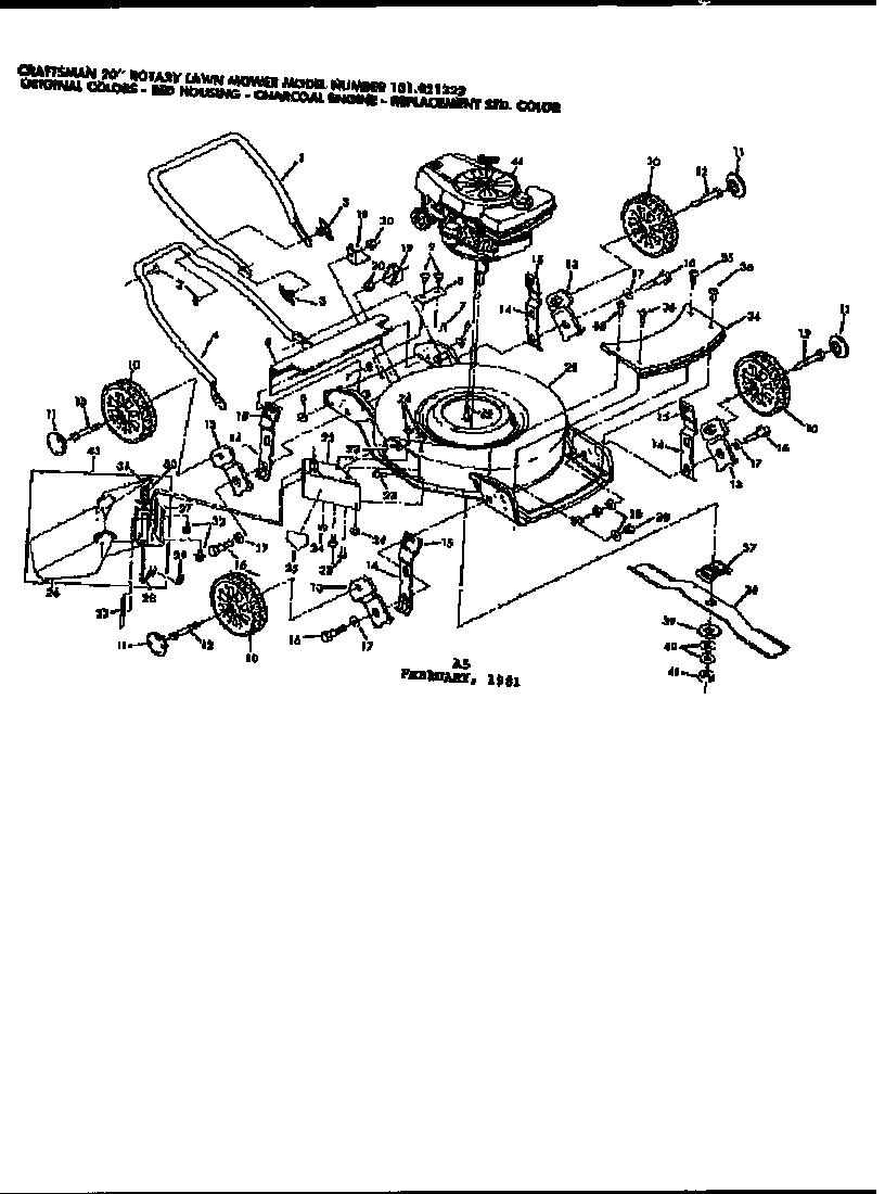 Replacement Parts Diagram and Parts List for 131921322  Craftsman Lawn Mower
