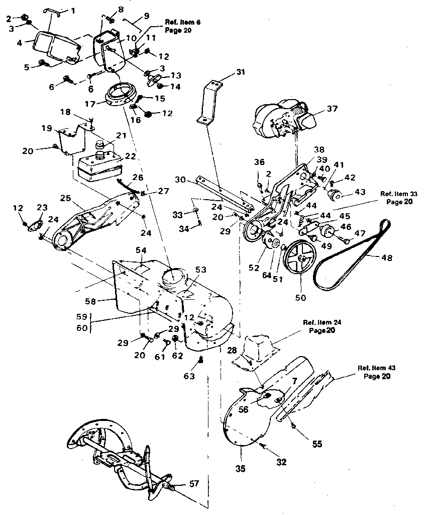 Auger Housing Assembly Diagram and Parts List for 536884250  Craftsman Snow Blower