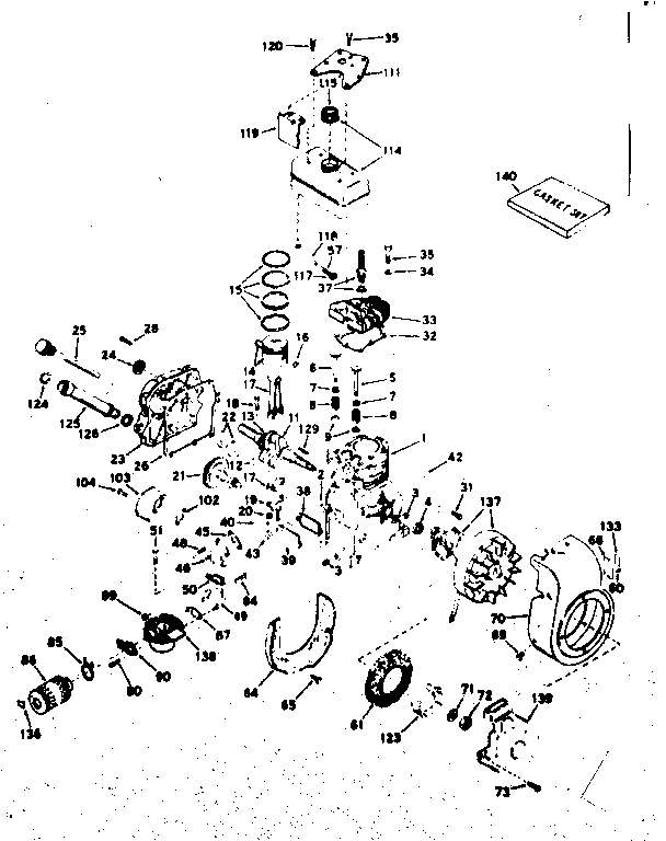 Basic Engine Diagram and Parts List for 143604052  Craftsman Engine