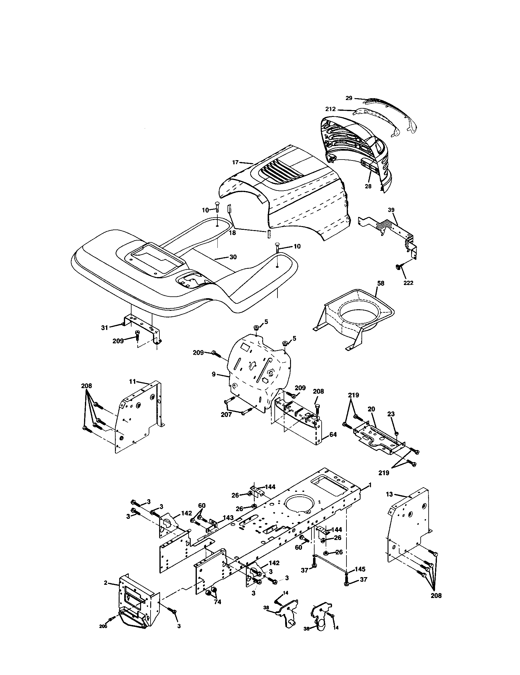 Chassis And Enclosures Diagram and Parts List for 917277220  Craftsman Lawn Tractor