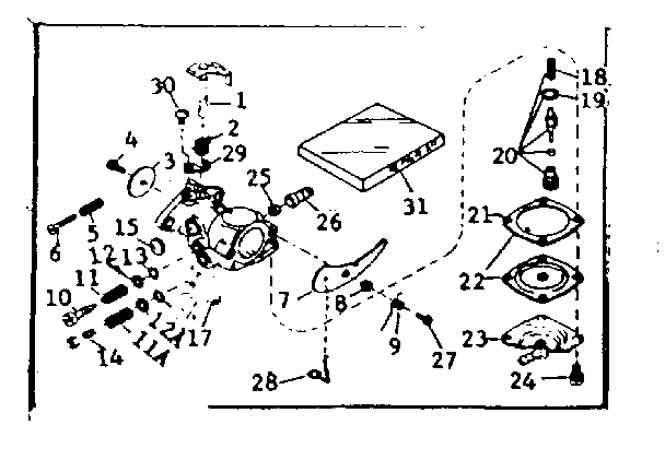 Carburetor Diagram and Parts List for 53613650  Craftsman Snow Blower