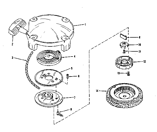 Rewind Starter Diagram and Parts List for 143526011  Craftsman Engine
