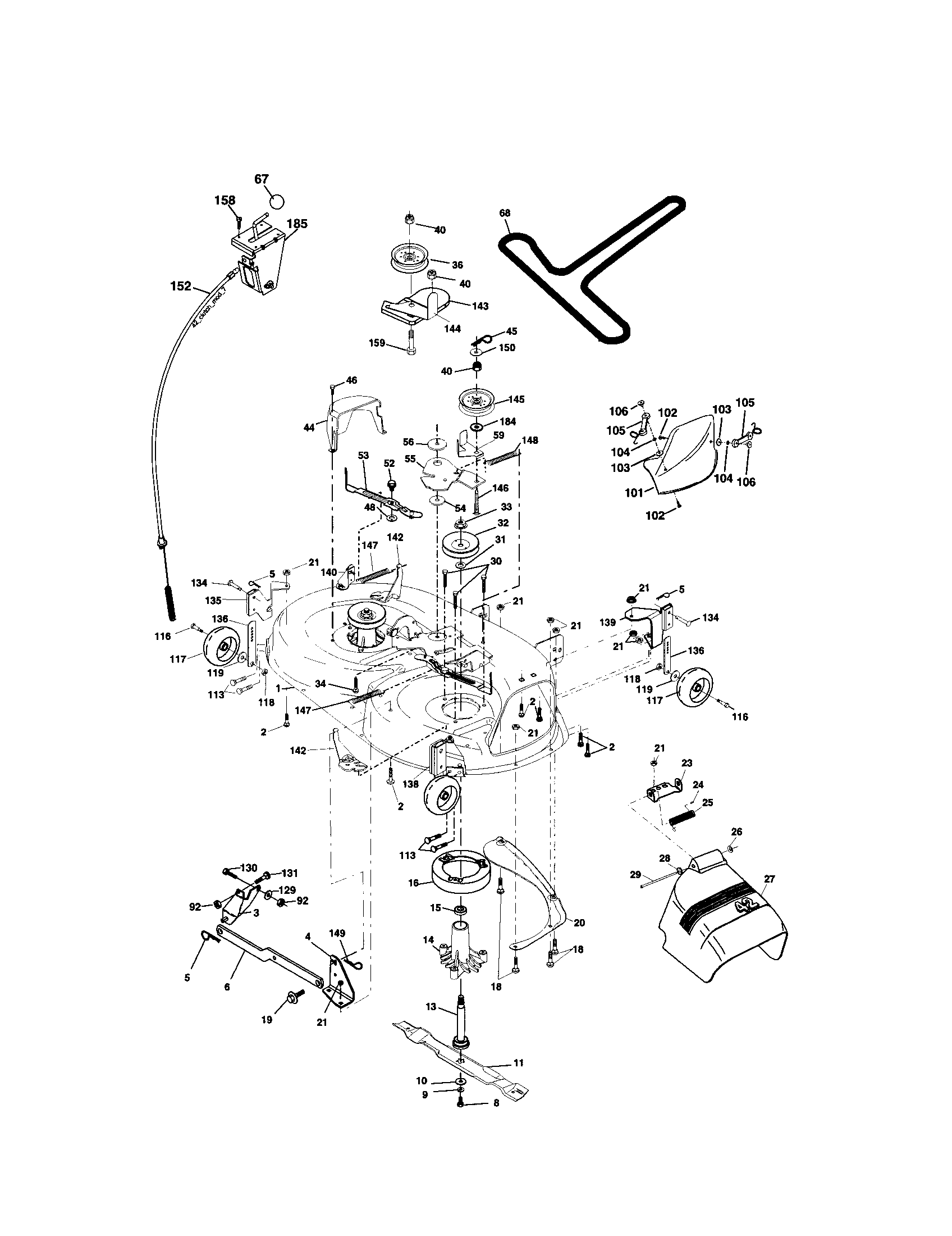 Mower Deck Diagram and Parts List for 917273840  Craftsman Lawn Tractor