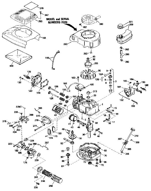 Replacement Parts Diagram and Parts List for 143434522  Craftsman Engine