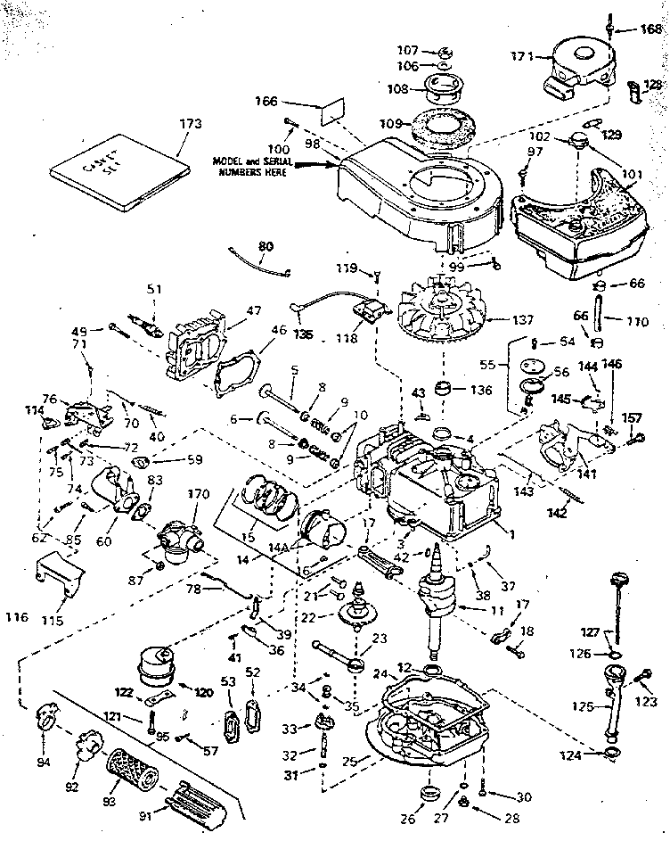 Replacement Parts Diagram and Parts List for 143354032  Craftsman Engine