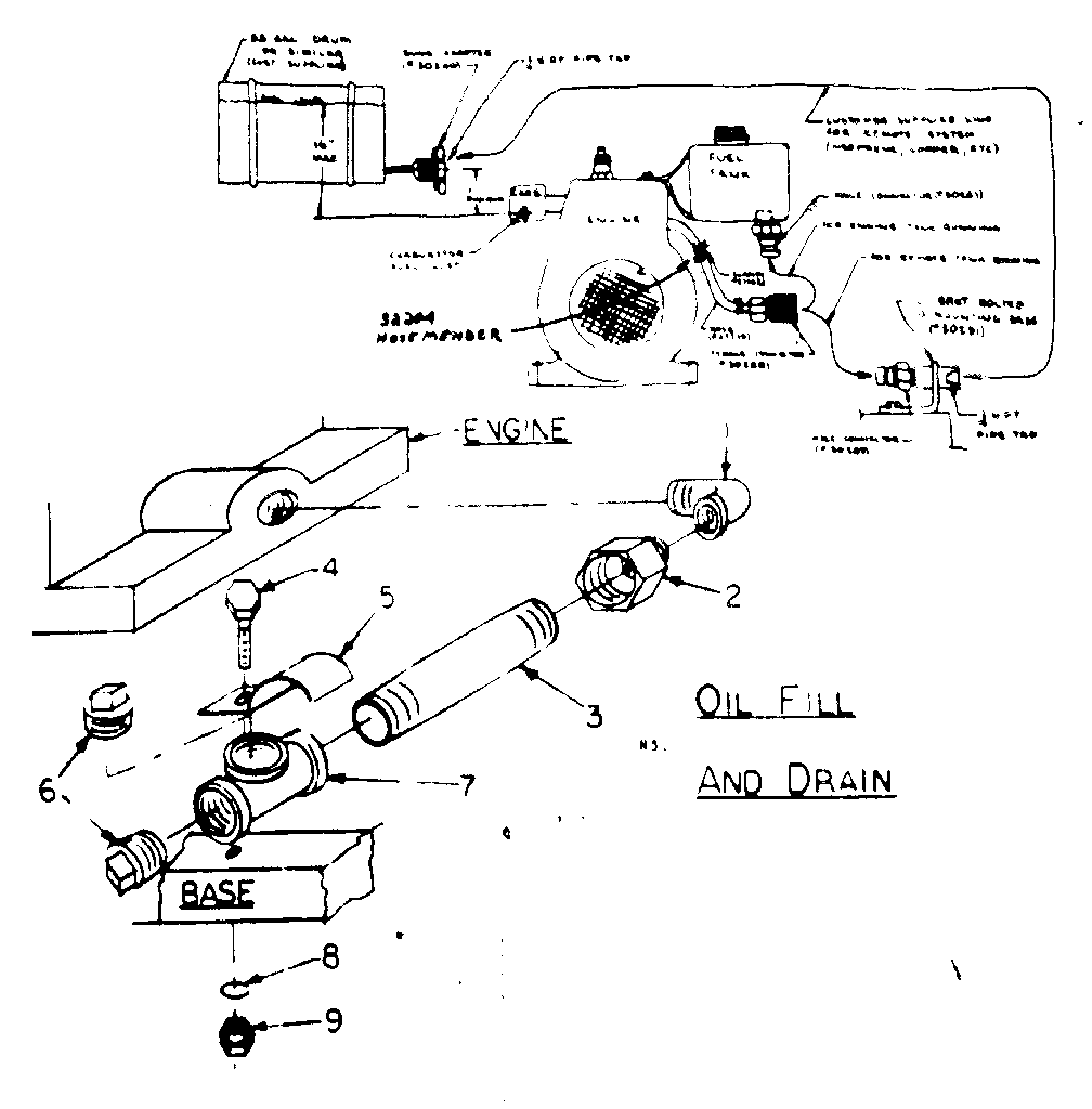 Oil Fill And Drain Diagram and Parts List for 580320841  Craftsman Engine