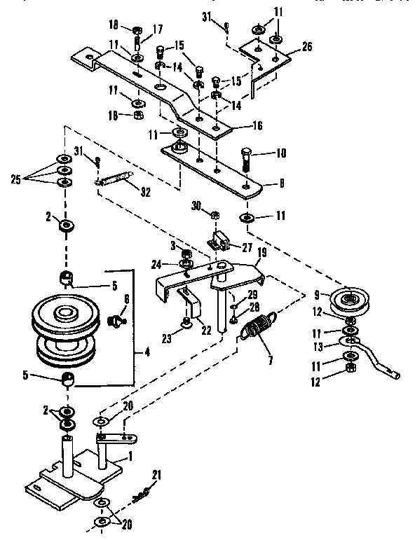 Pulley Assembly Diagram and Parts List for 842240511  Craftsman Snow Blower