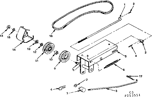 Idler Assembly Diagram and Parts List for 917253551  Craftsman Lawn Mower