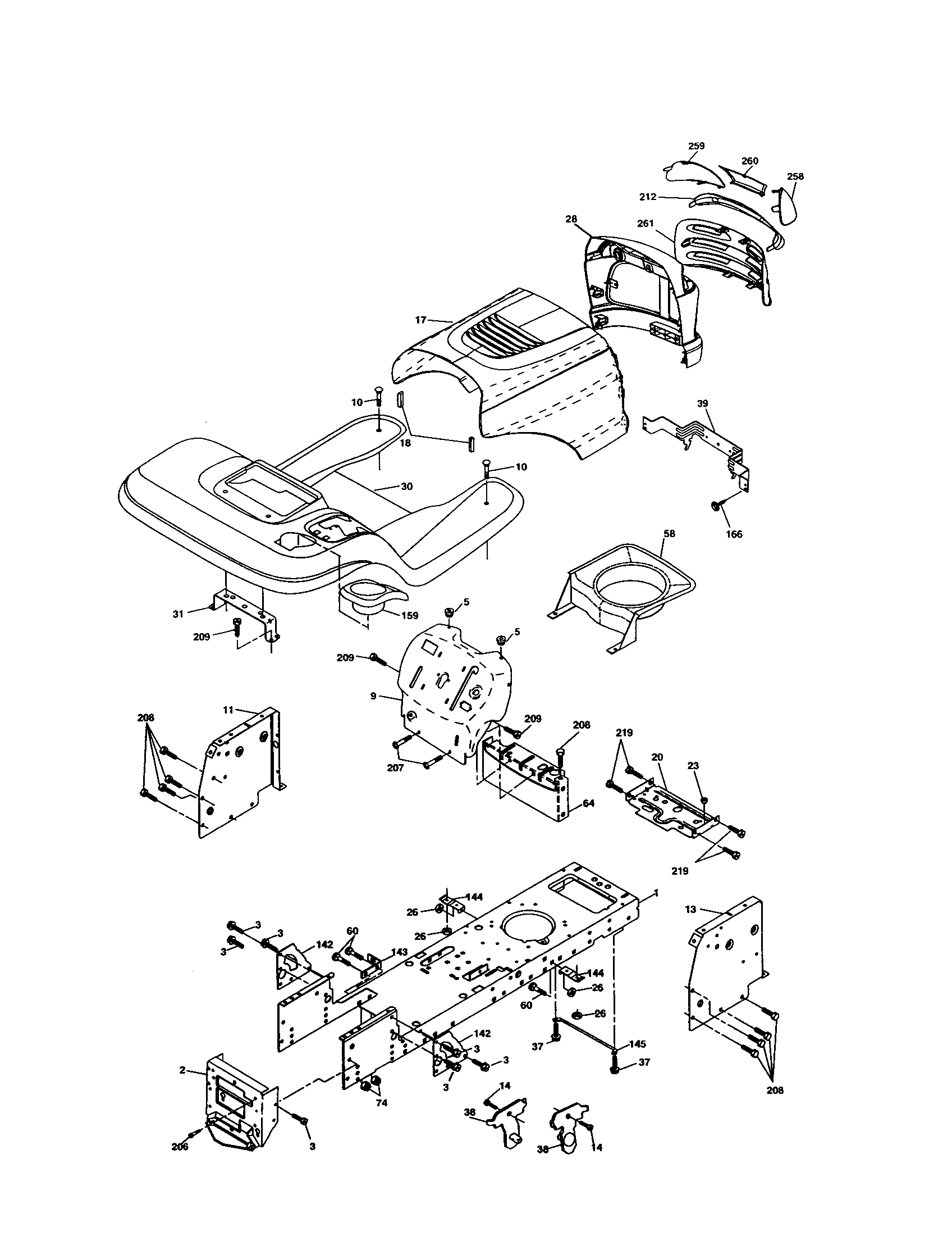 Chassis And Enclosures Diagram and Parts List for 917277240  Craftsman Lawn Tractor