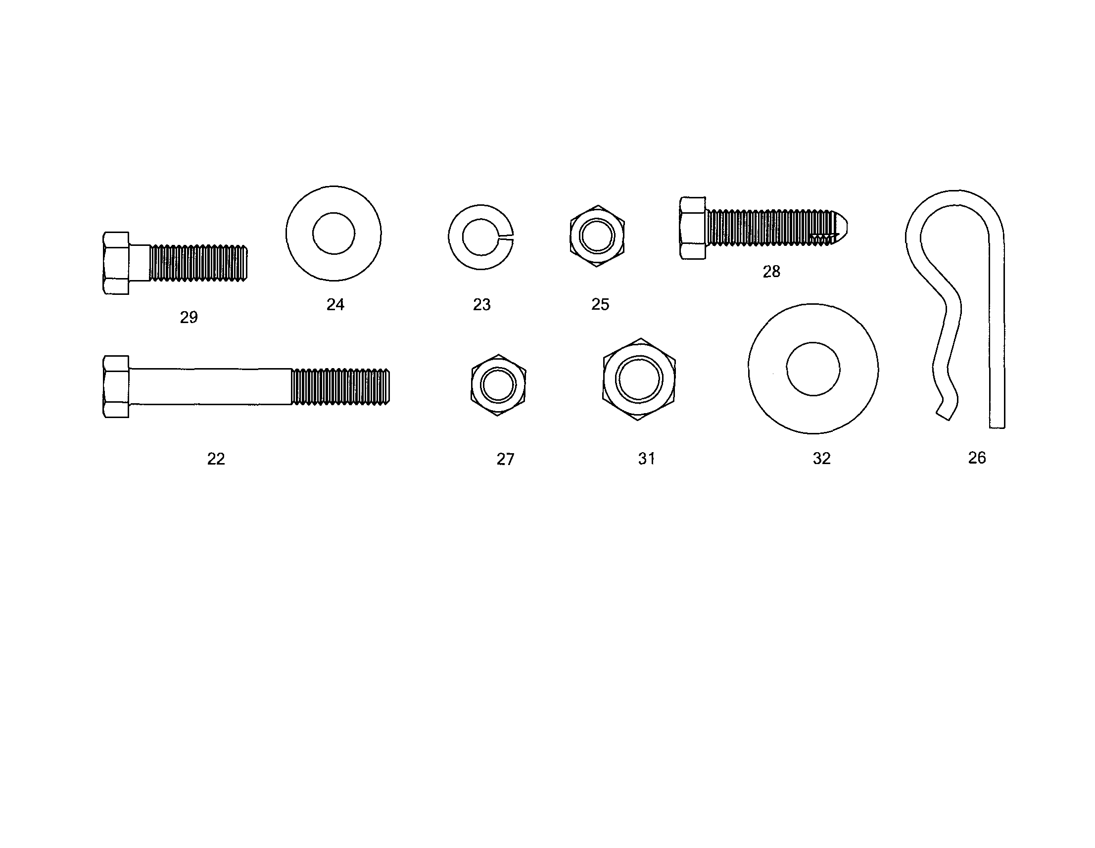 Hardware Contents Diagram and Parts List for 61024610  Craftsman Lawn Tractor