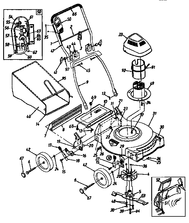 Replacement Parts Diagram and Parts List for 247370251  Craftsman Lawn Mower