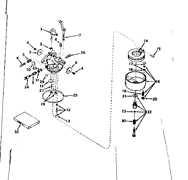 Carburetor Diagram and Parts List for 143566132  Craftsman Engine