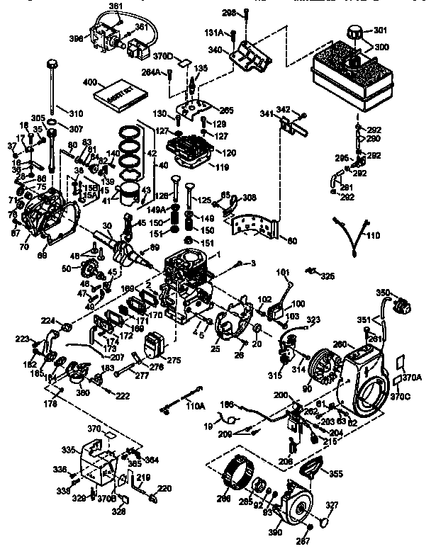 Replacement Parts Diagram and Parts List for 143958001  Craftsman Engine