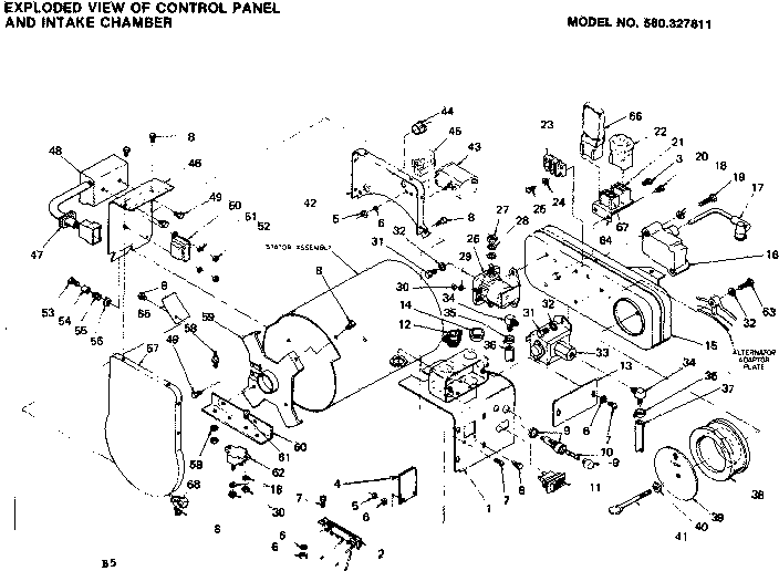 Control Panel And Intake Chamber Diagram and Parts List for 580327811  Craftsman Generator