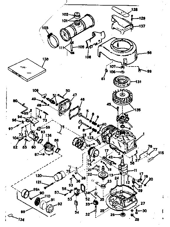 Basic Engine Diagram and Parts List for 143141162  Craftsman Engine