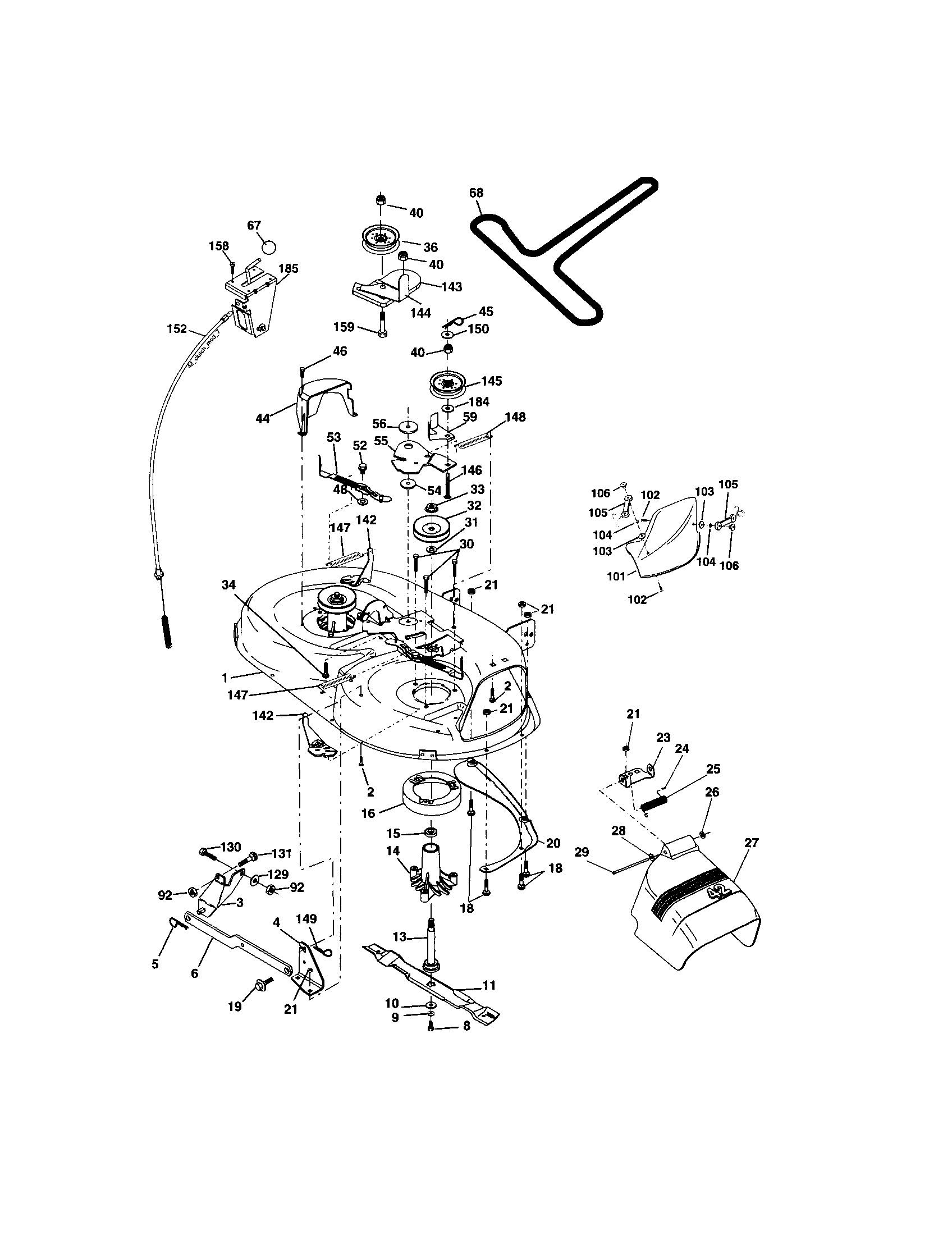 Mower Deck Diagram and Parts List for 917273383  Craftsman Lawn Tractor