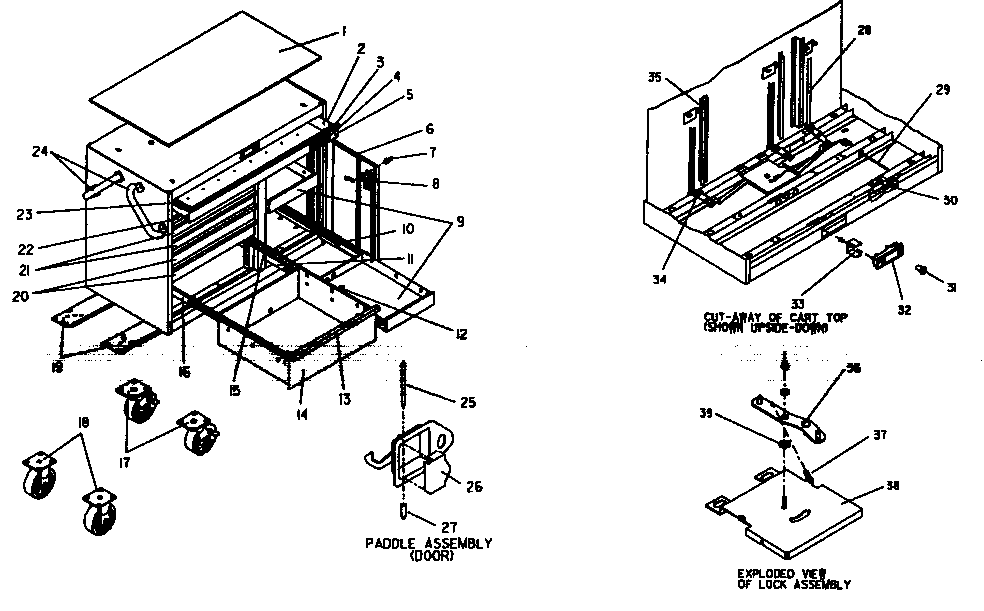 Tool Cart Diagram and Parts List for 706655792  Craftsman Tool Stand & Cart