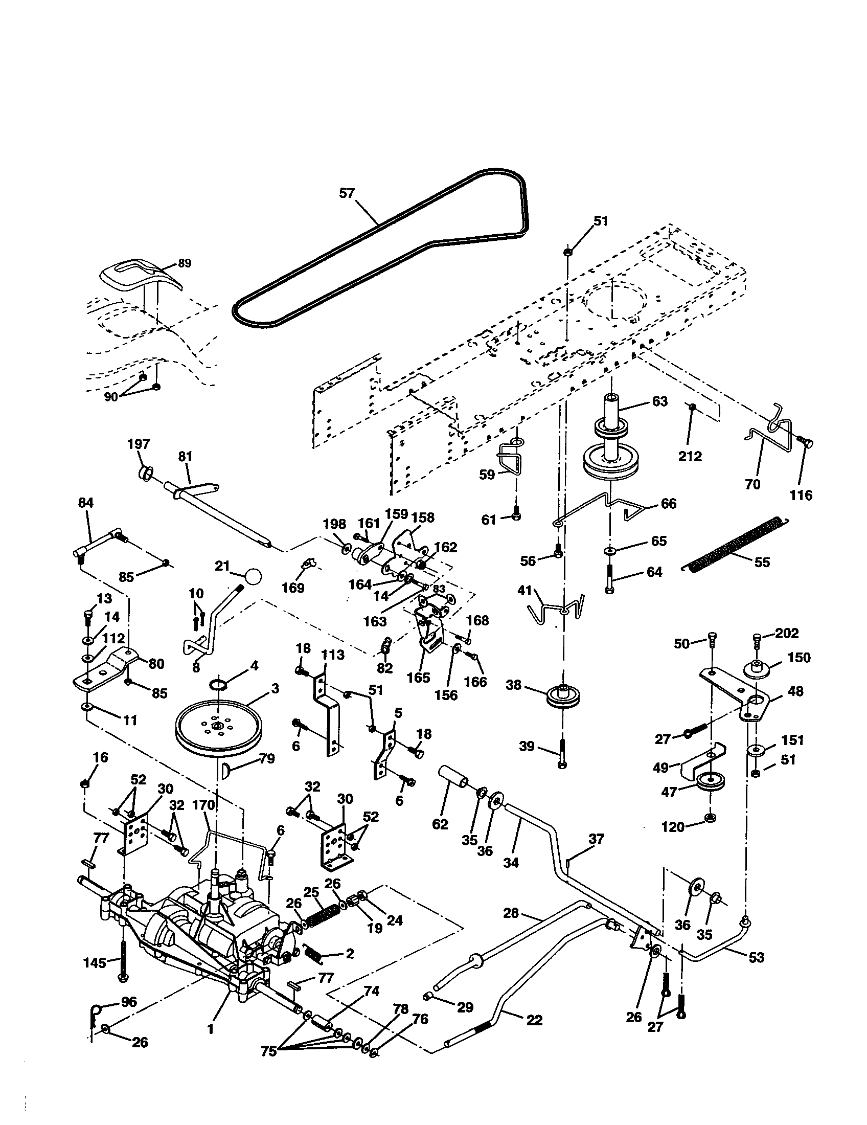 Drive Diagram and Parts List for 917277030  Craftsman Lawn Tractor