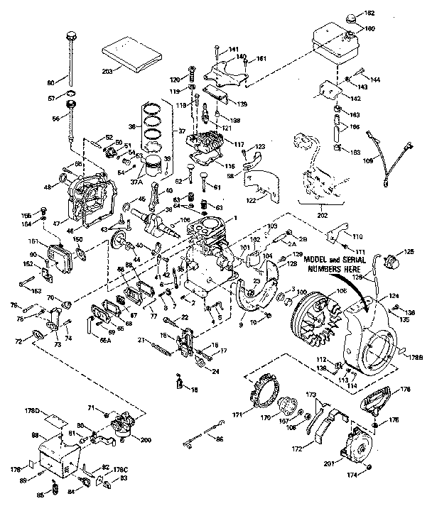 Replacement Parts Diagram and Parts List for 143784042  Craftsman Engine