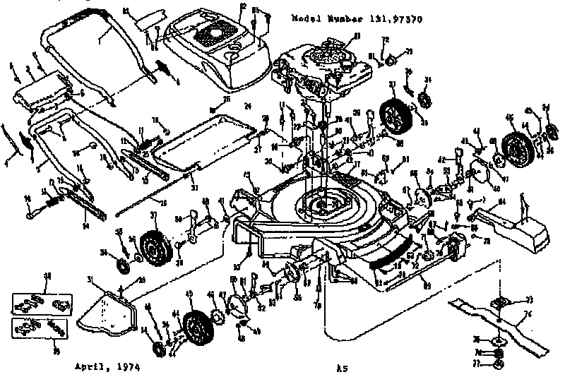 Replacement Parts Diagram and Parts List for 13197370  Craftsman Lawn Mower