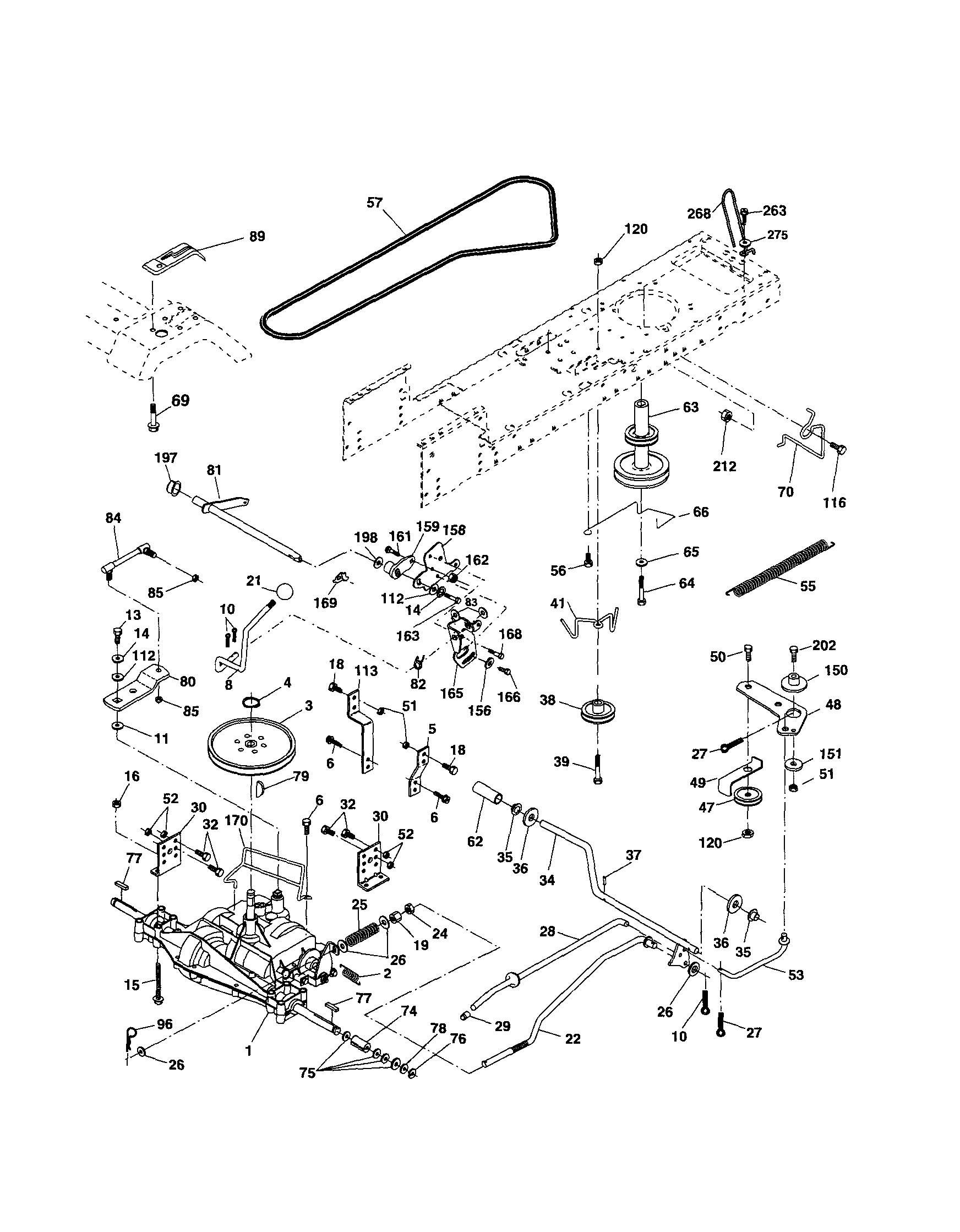 Ground Drive Diagram and Parts List for 917253281  Craftsman Lawn Tractor