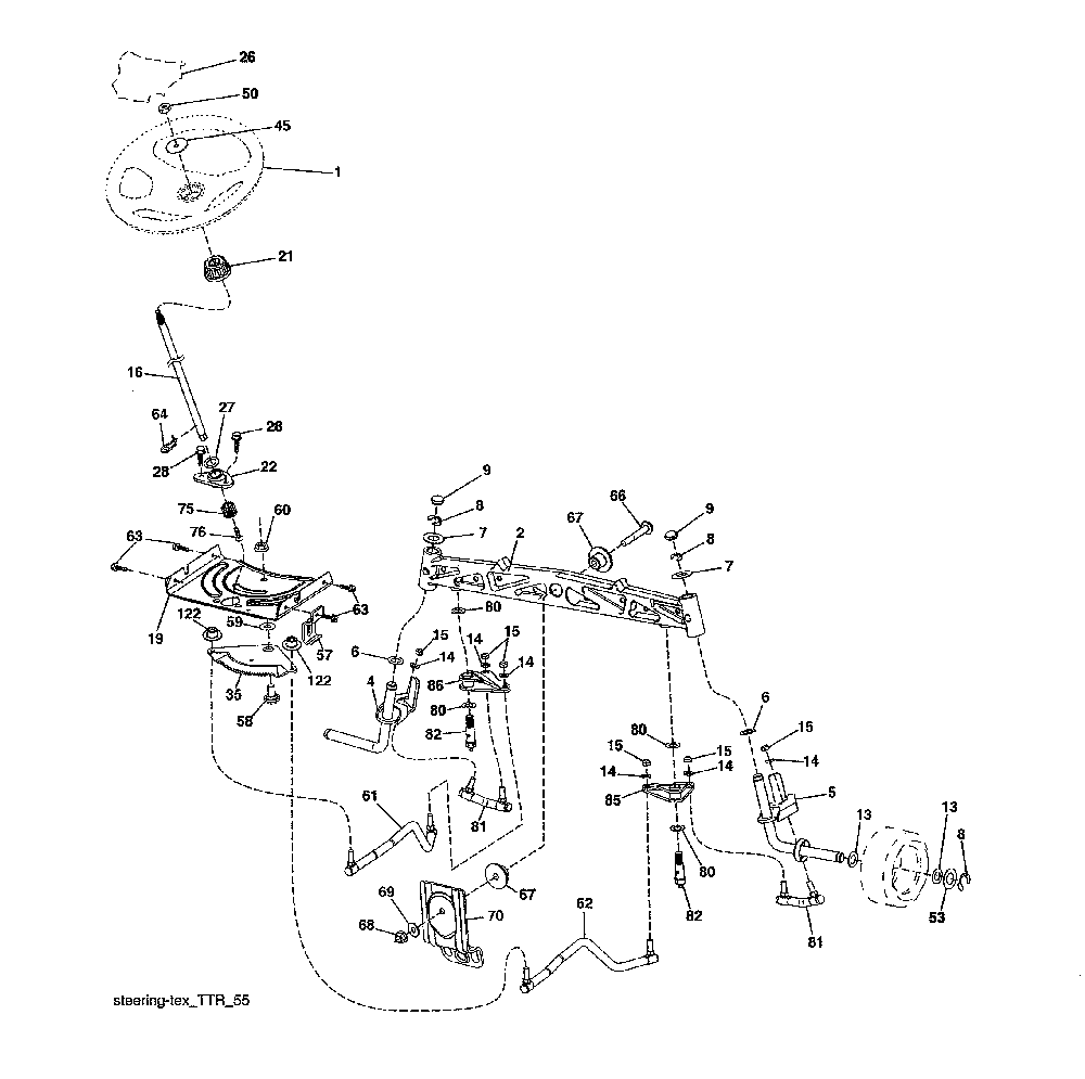 Steering assembly Diagram and Parts List for 960420223  Craftsman Lawn Tractor