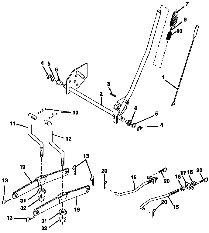 Mower Lift Diagram and Parts List for 917257590  Craftsman Lawn Tractor
