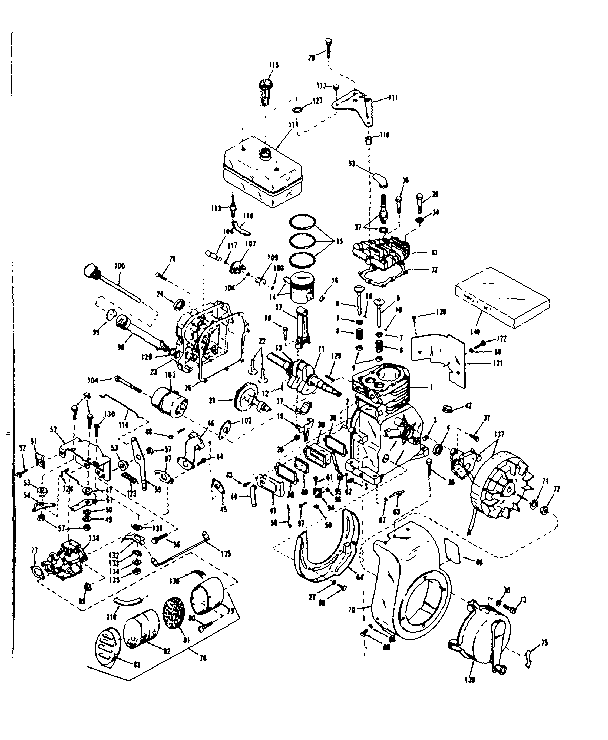 Basic Engine Diagram and Parts List for 143521021  Craftsman Engine