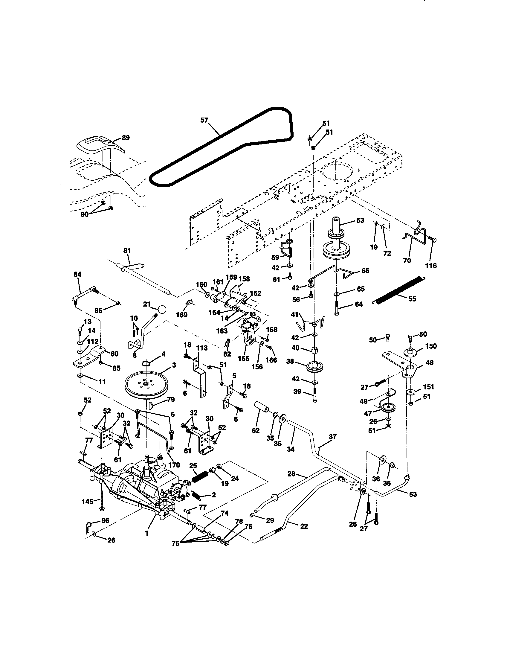 Ground Drive Diagram and Parts List for 917271014  Craftsman Lawn Tractor