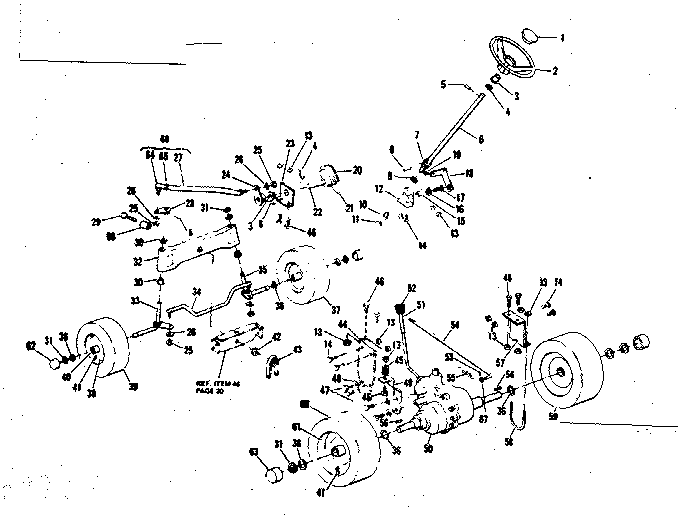 Steering And Front Axle Diagram and Parts List for 53696361  Craftsman Lawn Mower