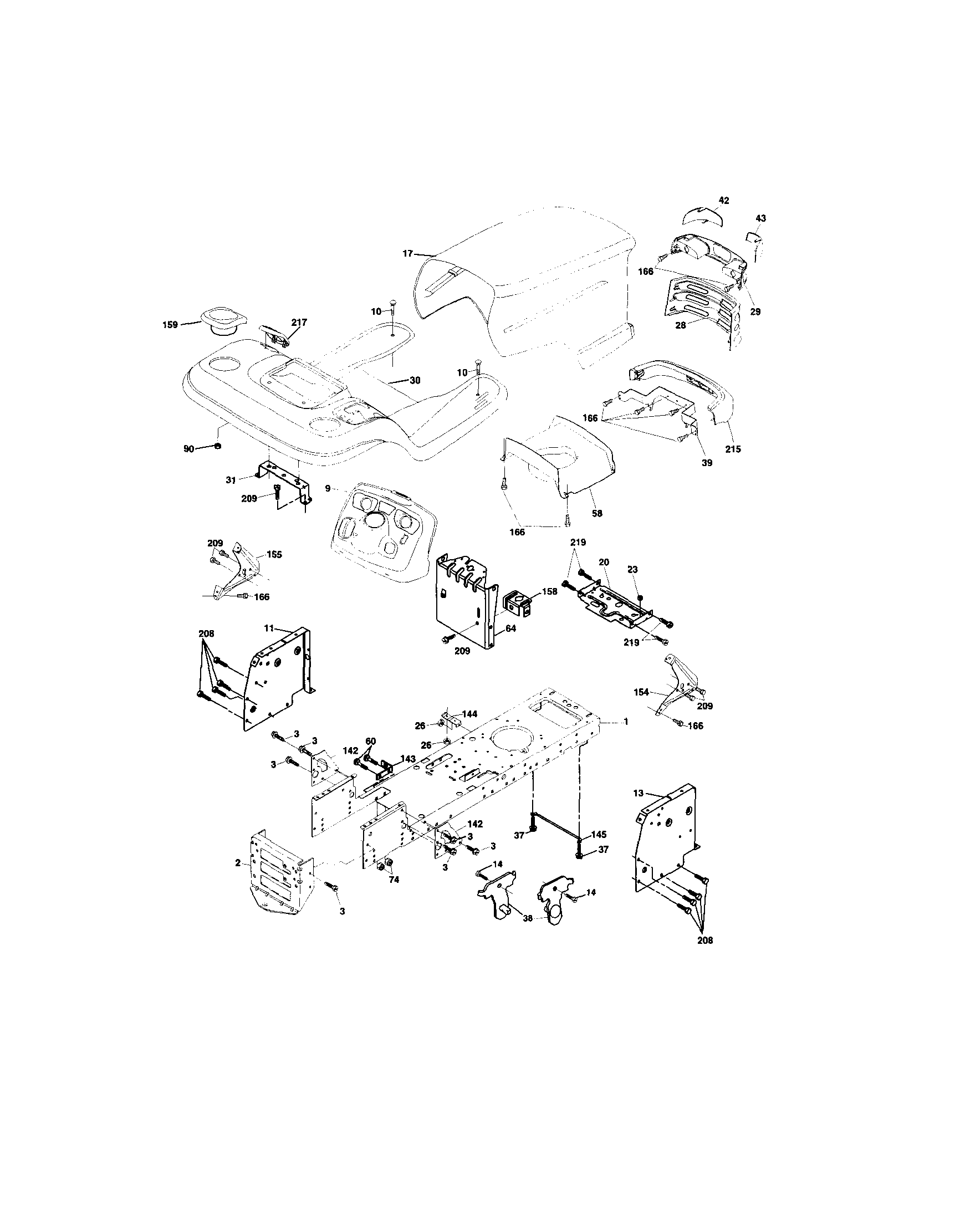 Chassis And Enclosures Diagram and Parts List for 917273240  Craftsman Lawn Tractor
