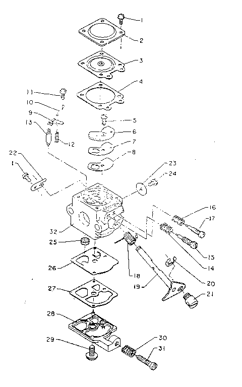 Carburetor (type: Walbro Wa) Diagram and Parts List for 271281711  Craftsman Trimmer