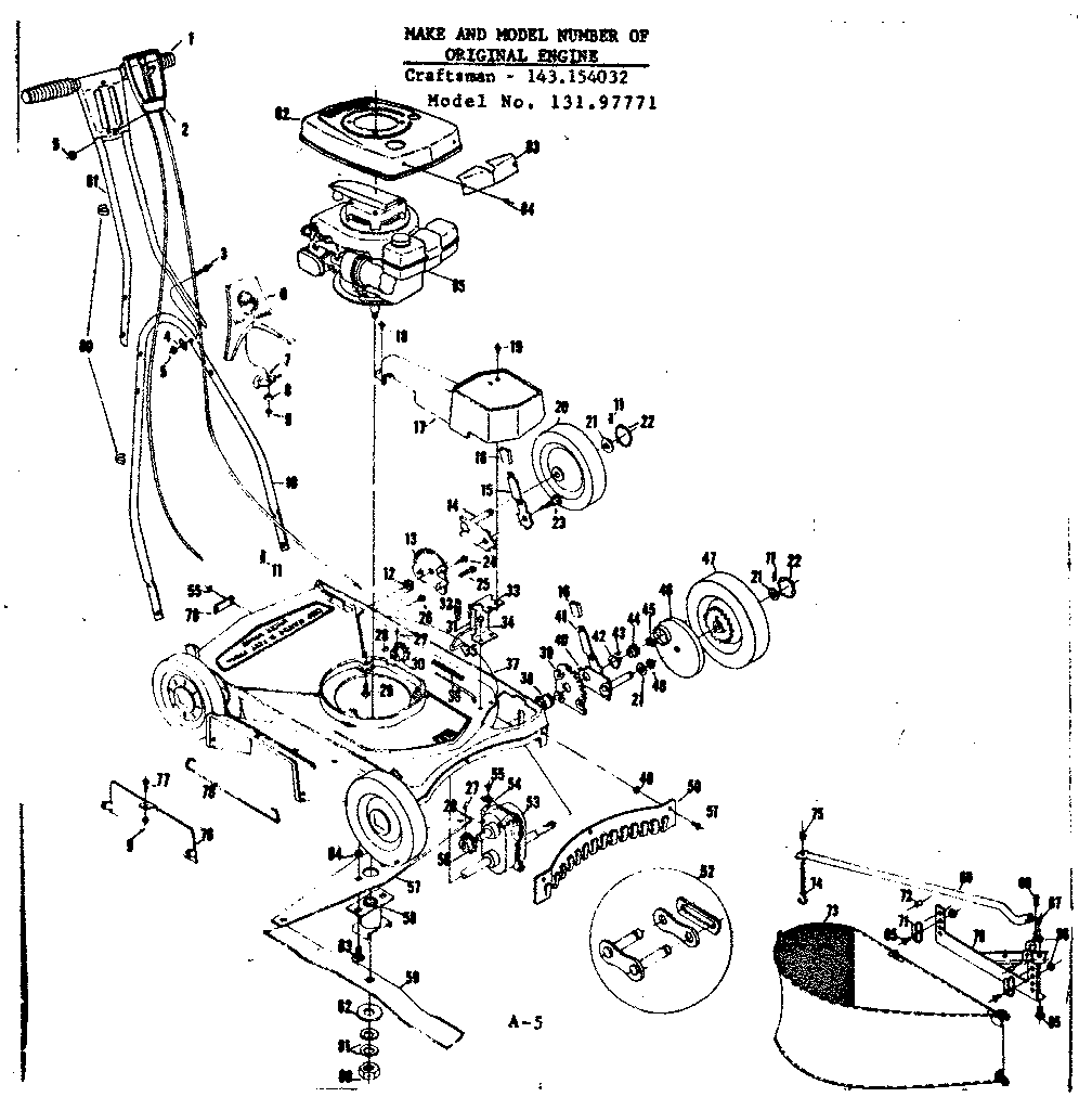 Replacement Parts Diagram and Parts List for 13197771  Craftsman Lawn Mower
