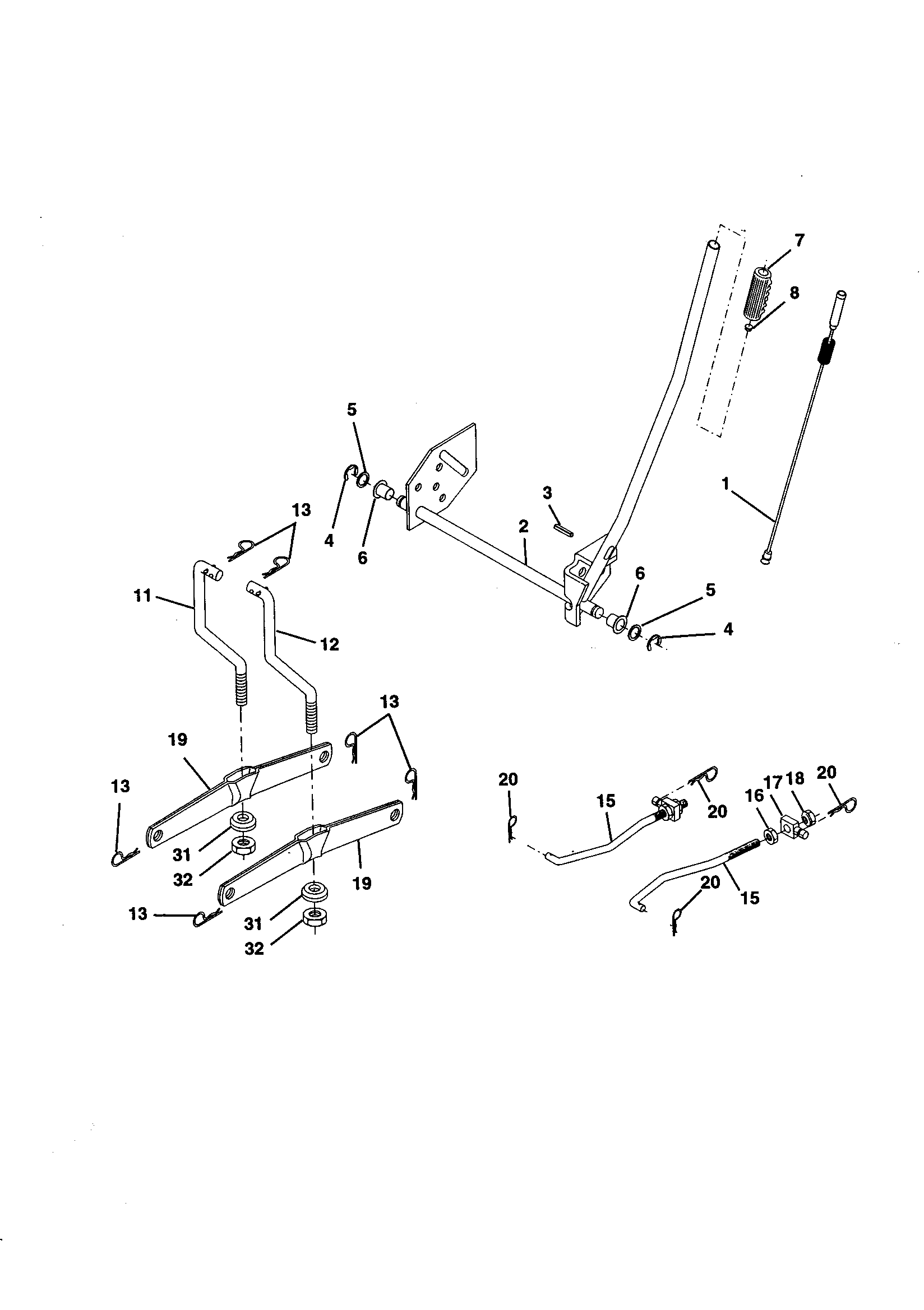 Mower Lift Diagram and Parts List for 917259140  Craftsman Lawn Tractor