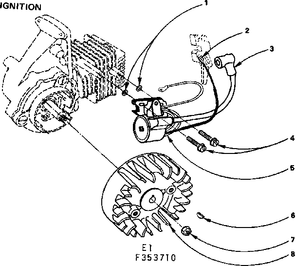 Ignition Diagram and Parts List for 917353710  Craftsman Chainsaw