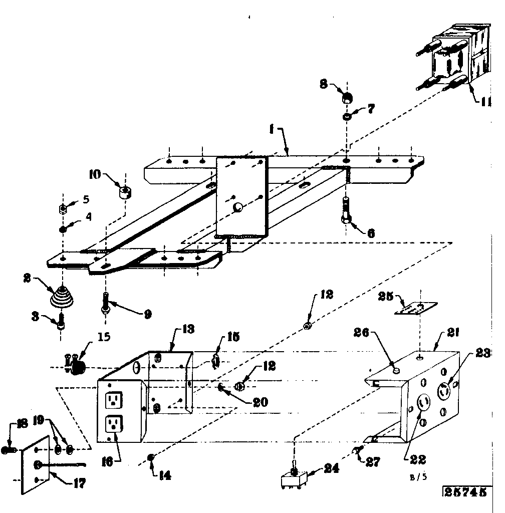 Mounting Base Diagram and Parts List for 58031891  Craftsman Engine