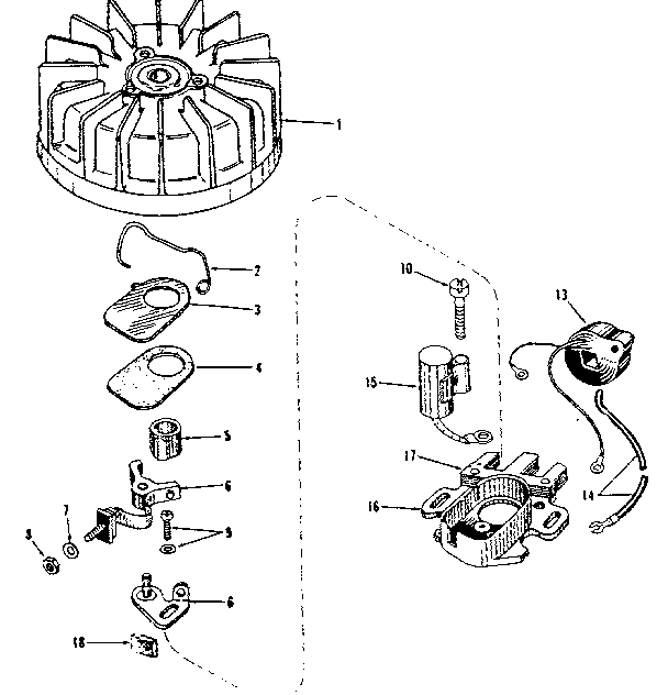 Magneto (phelon F-4220) Diagram and Parts List for 14320500  Craftsman Engine