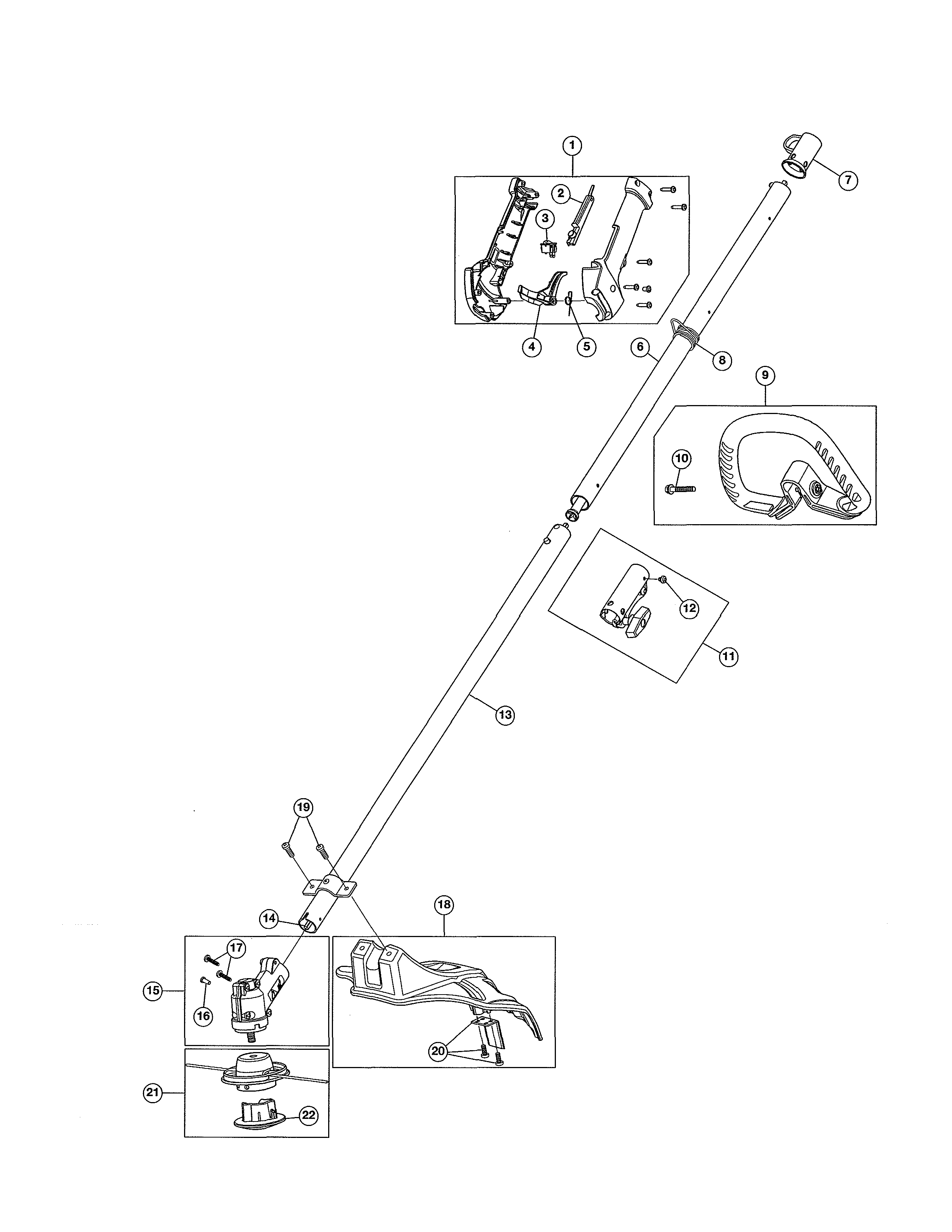 Drive Shaft/handle/throttle Diagram and Parts List for 316731974  Craftsman Trimmer