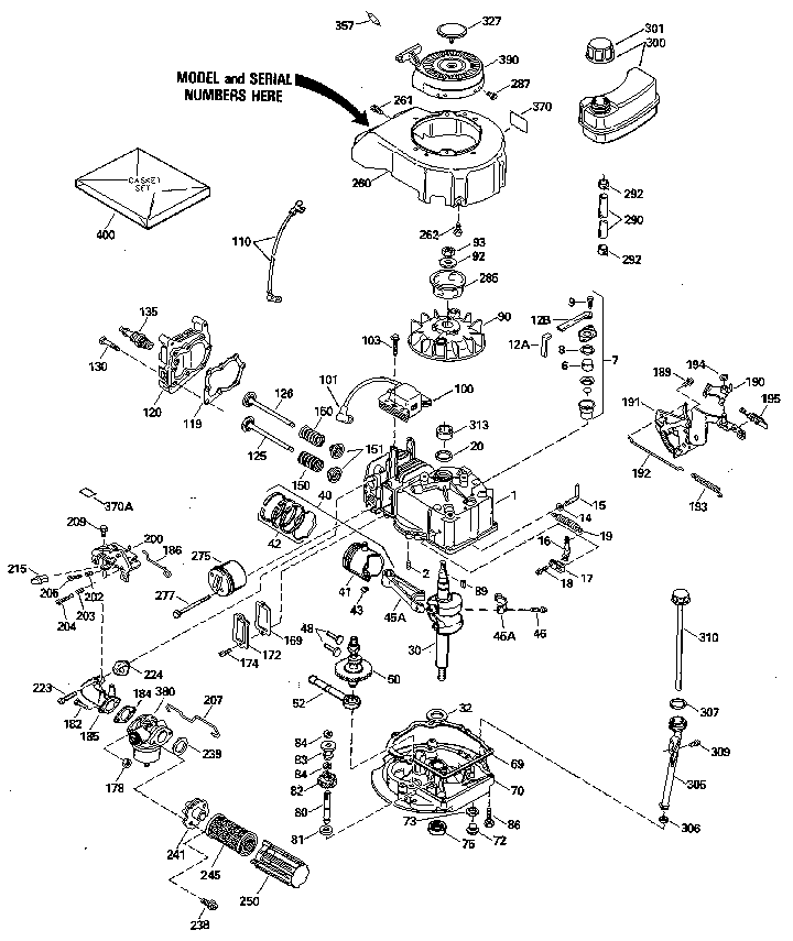 Replacement Parts Diagram and Parts List for 143404232  Craftsman Engine
