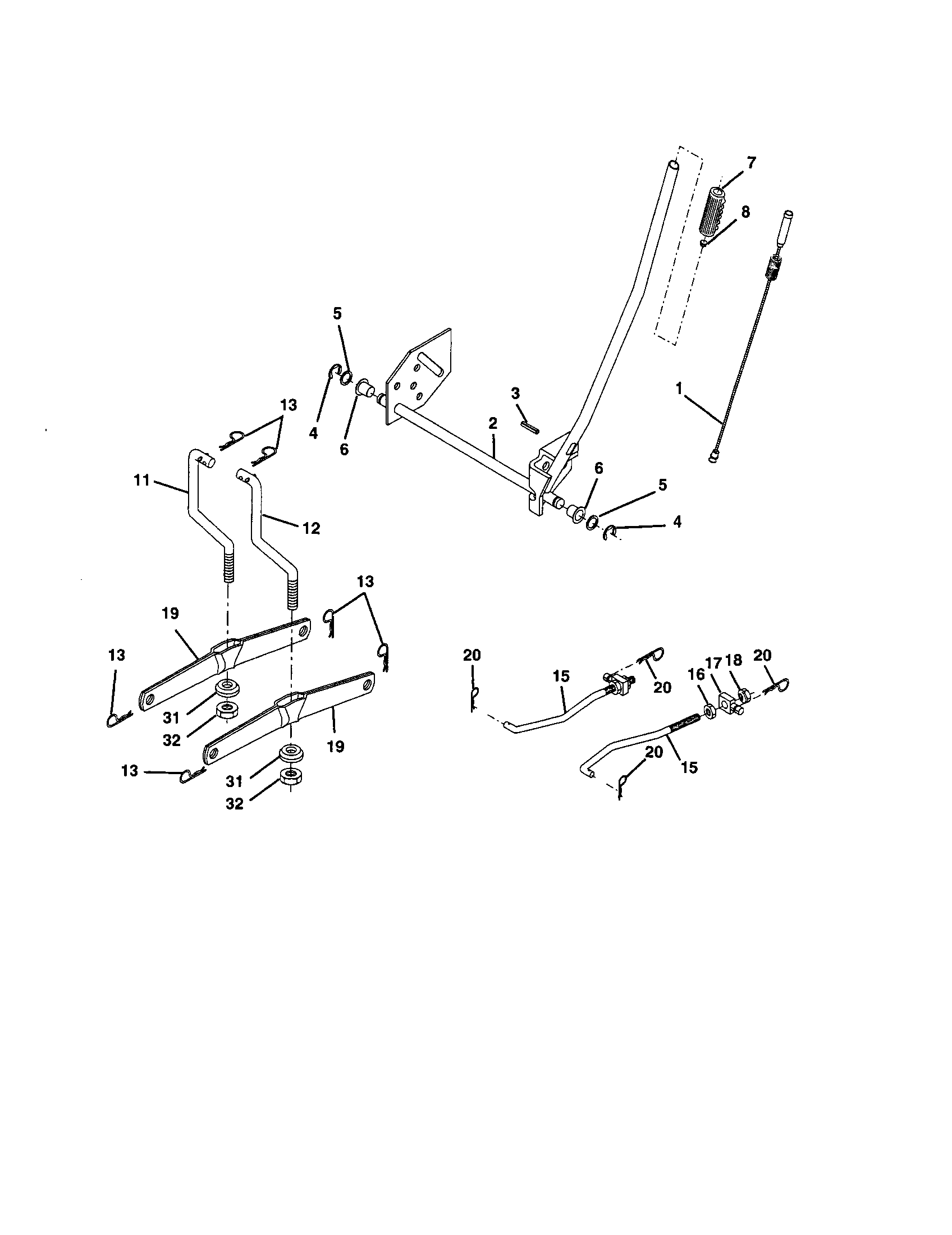 Lift Assembly Diagram and Parts List for 917272353  Craftsman Lawn Tractor