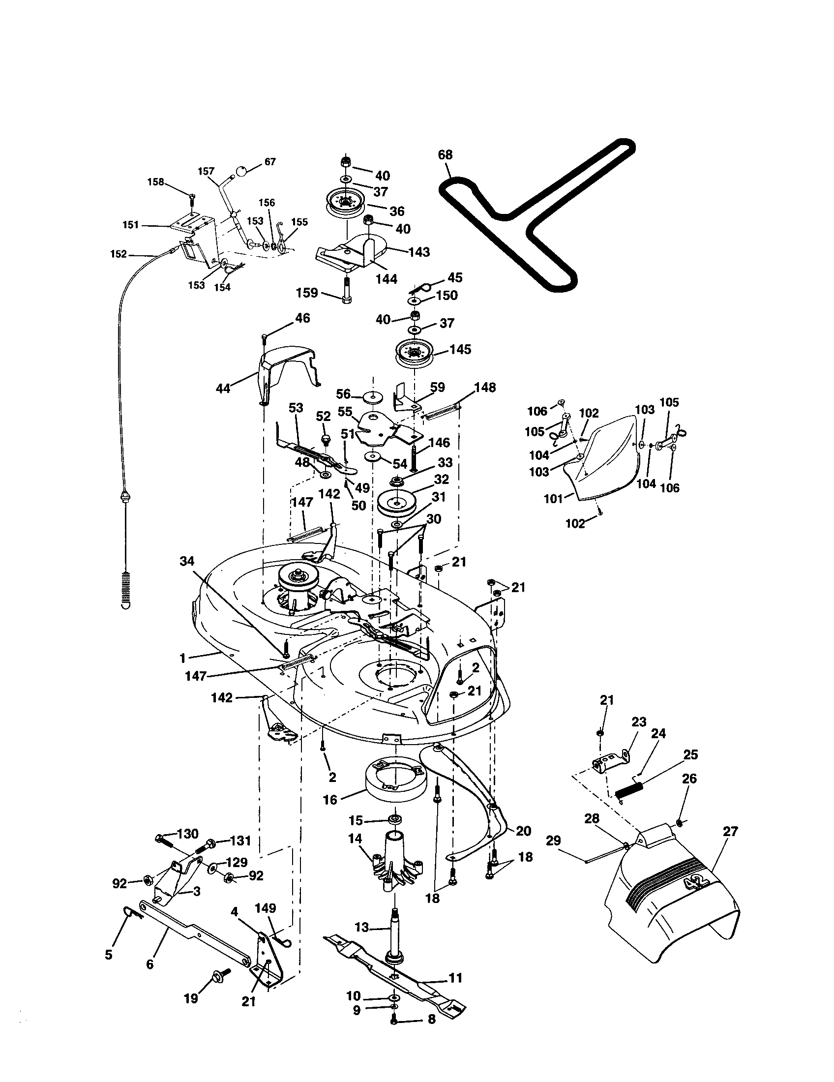 Mower Deck Diagram and Parts List for 917277040  Craftsman Lawn Tractor