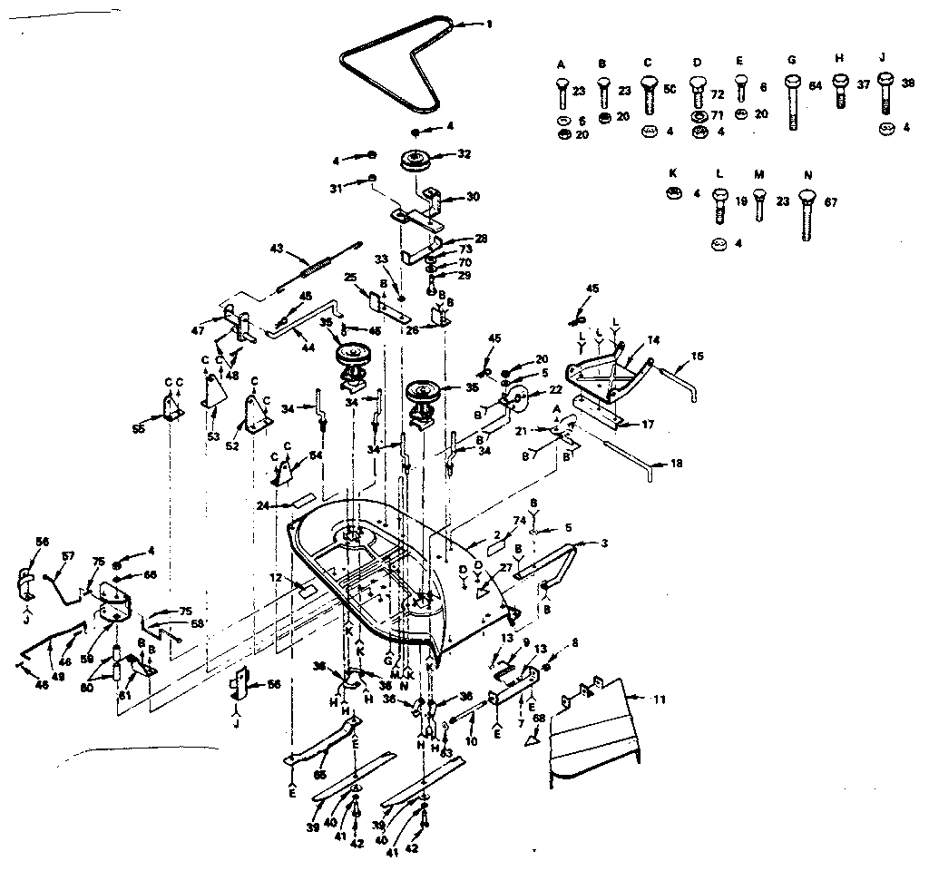 Mower Deck Diagram and Parts List for 917255725  Craftsman Lawn Tractor