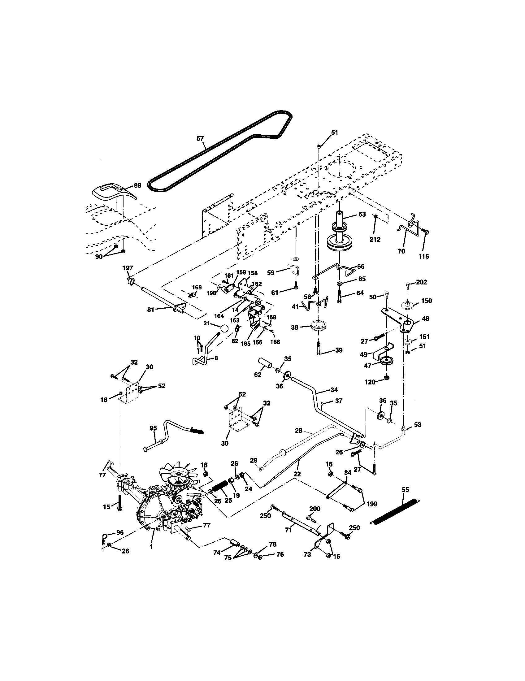 Ground Drive Diagram and Parts List for 91722068  Craftsman Lawn Tractor